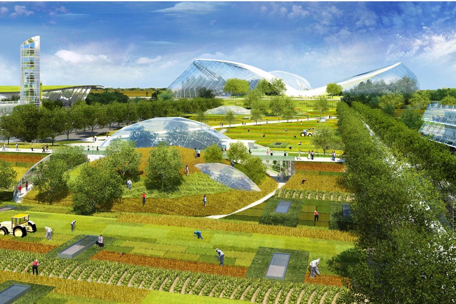 A pedestrian’s view of the COFCO Agricultural Eco Valley project.