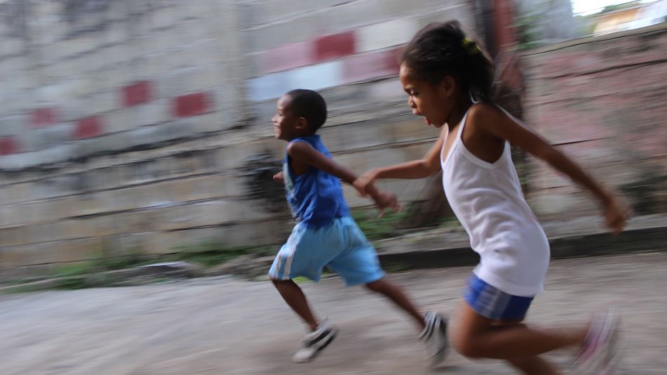 Children play in an informal settlement