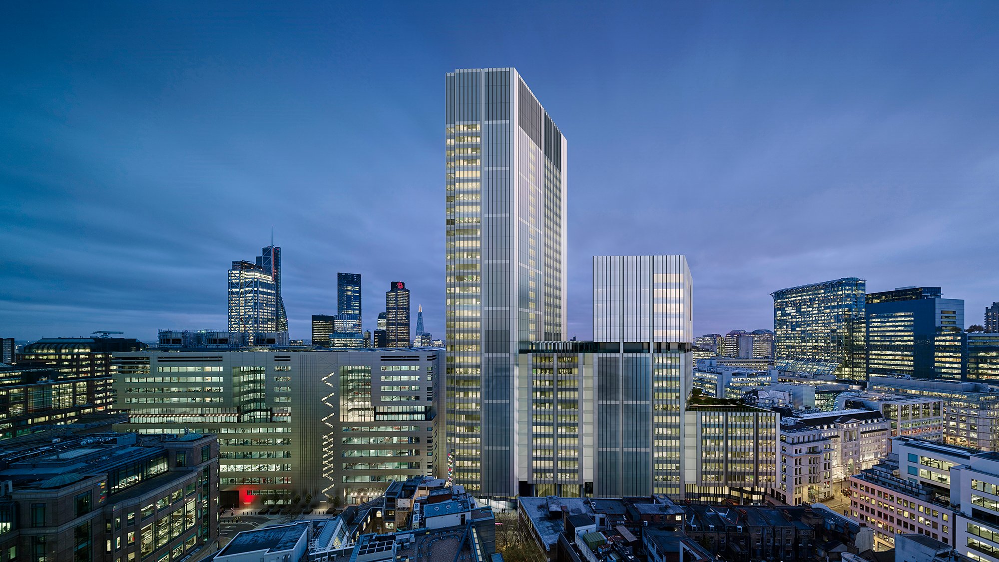 The new 32 Storey tower shown in the context of the city, visualisation. © Hays Davidson