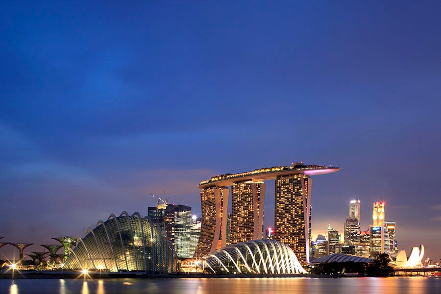 The Flower Dome is positioned at the bay’s edge and offers breathtaking views of Marina Bay
