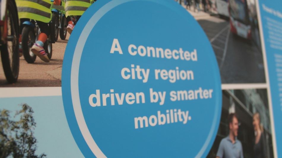 Board from public constultation saying 'A connected city region driven by smarter mobility'