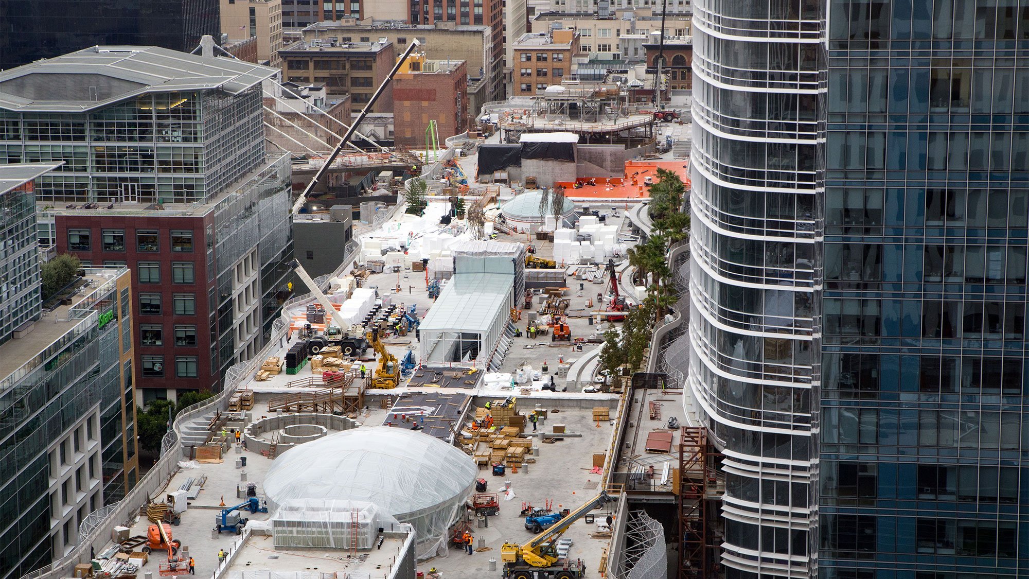 Aerial view of the Transbay Transit Center