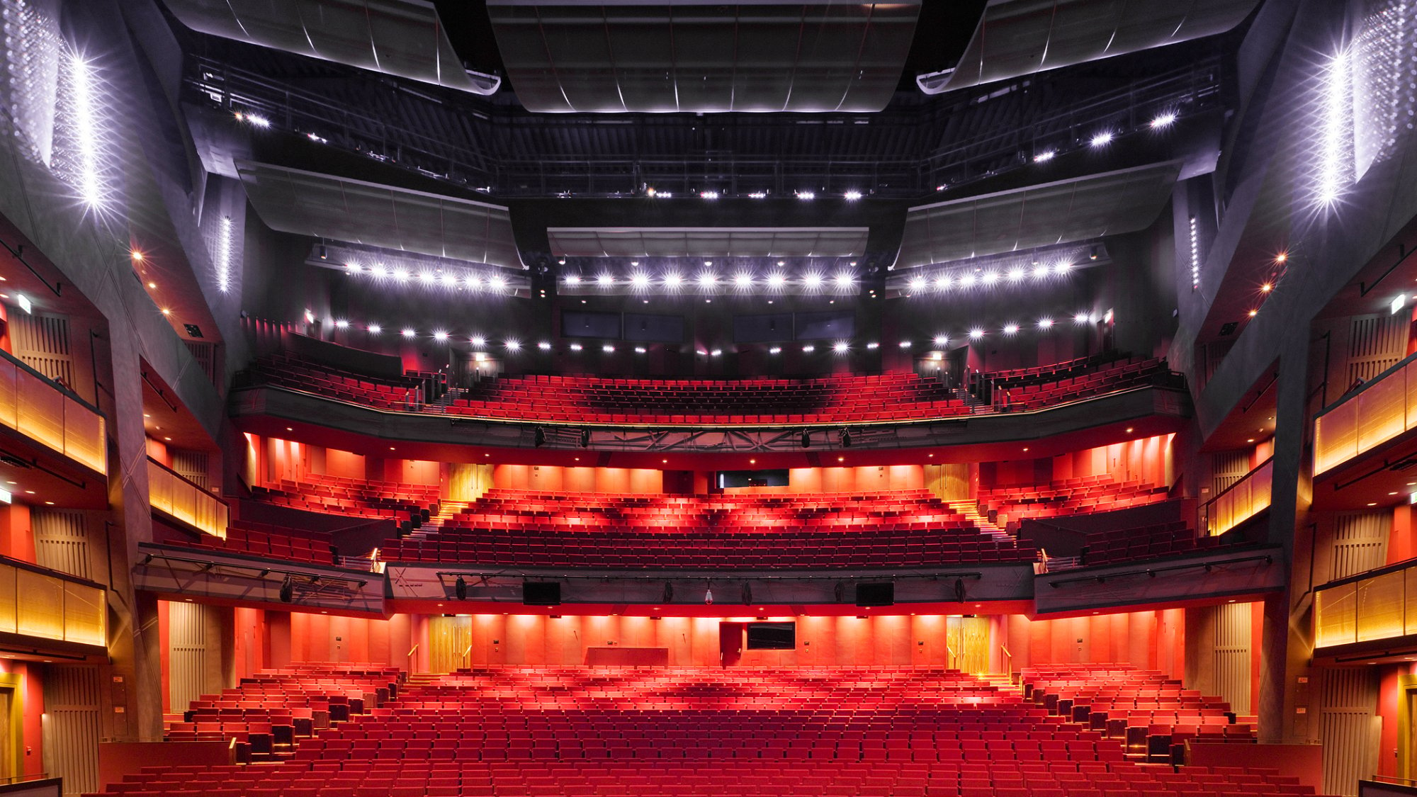 View of the seats in the Bord Gáis Energy Theatre, taken from the stage.