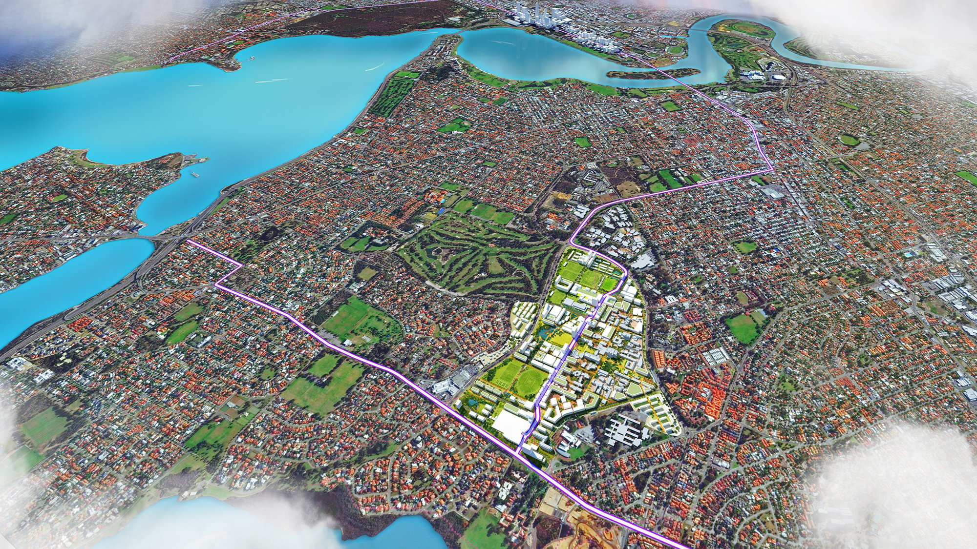 Aerial map view of Greater Curtin