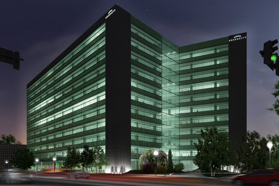 An artist's impression of the building at night.