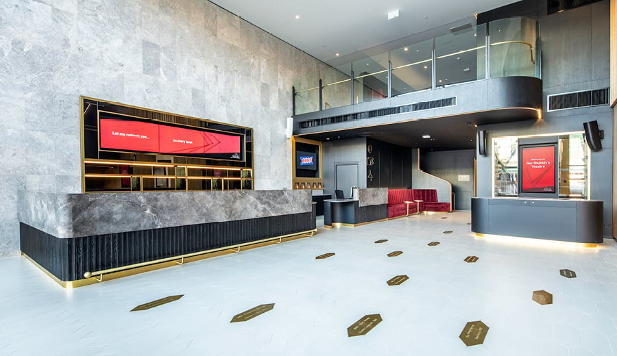 The new foyer, with double height ceiling and large glass plates, at Her Majesty’s Theatre in Adelaide ©Chris Oaten