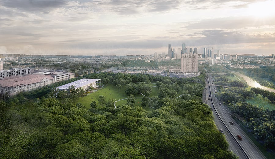 Houston Endowment Headquarters aerial view