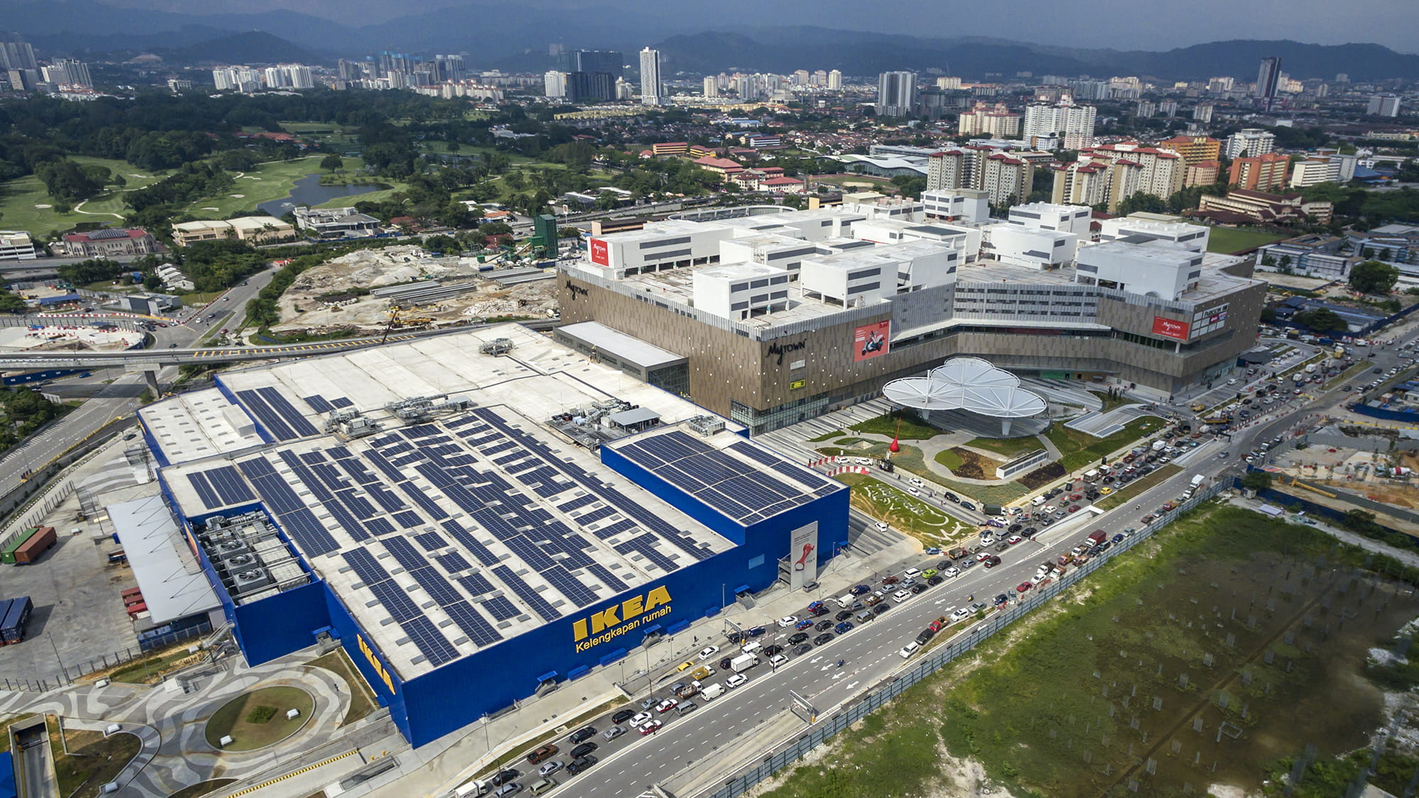 Aerial view of IKEA Cheras which is adjacent to MyTown shopping mall, also an Arup project