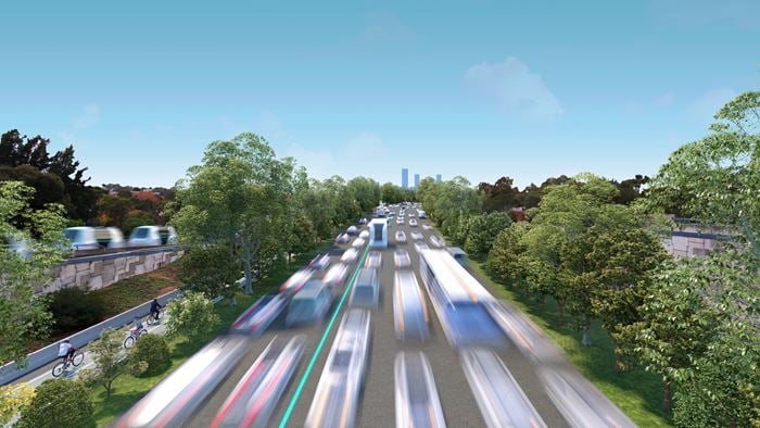 Monash Freeway reimagined with 100% automated shared and zero emissions vehicles