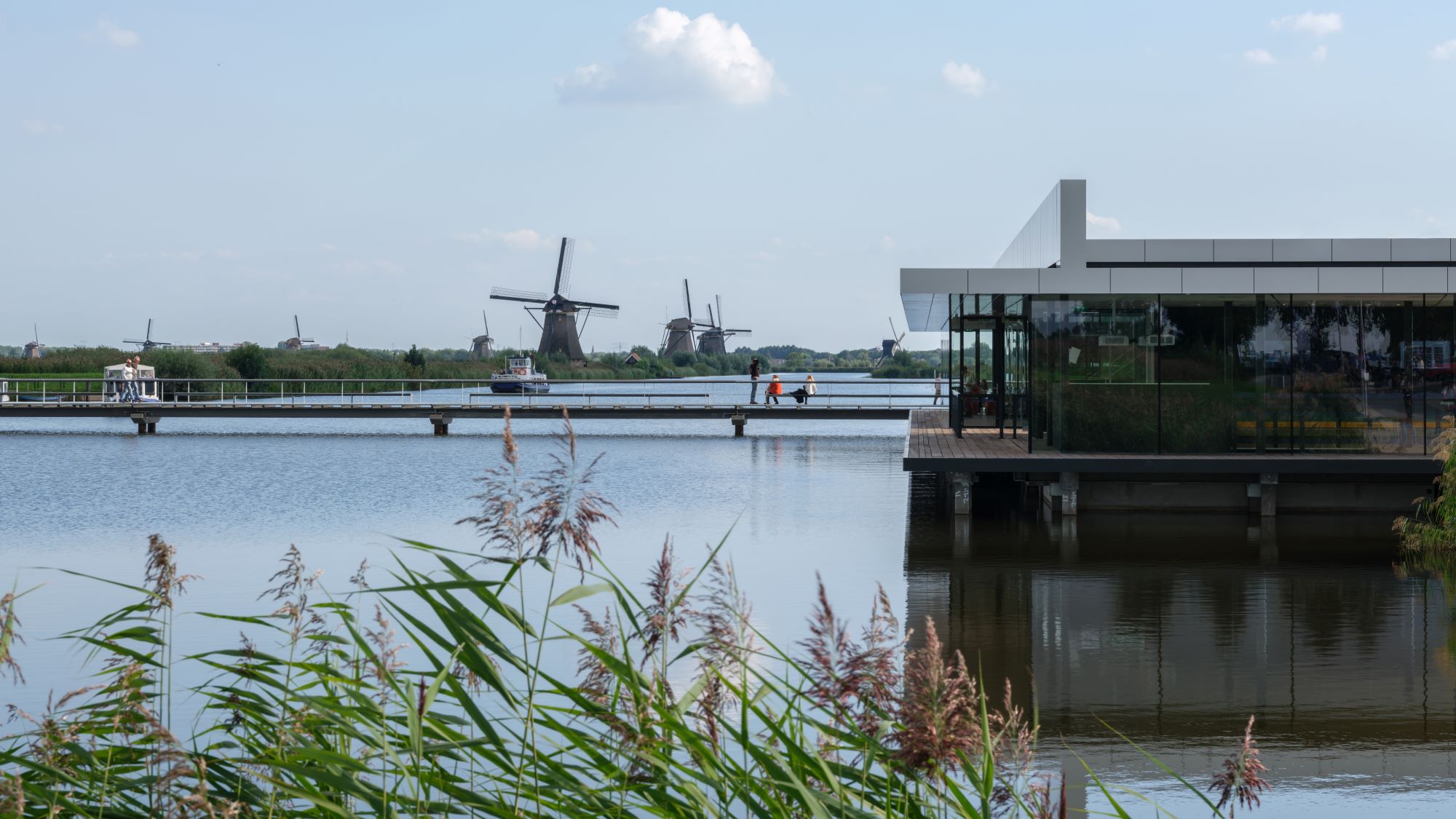 Windmills visible from Kinderdijk new entrance and visitor centre