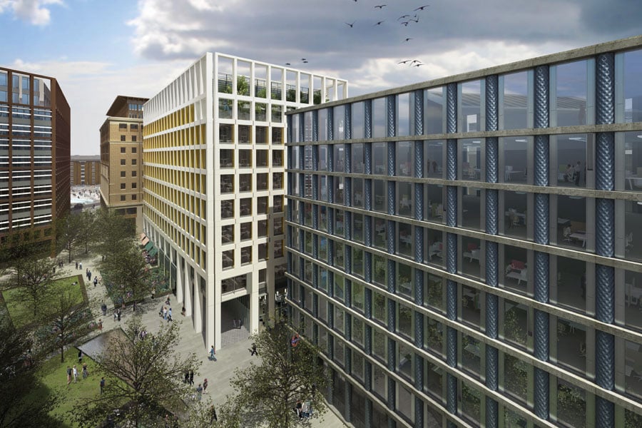 Pancras Square will be a new public open space enclosed by six buildings