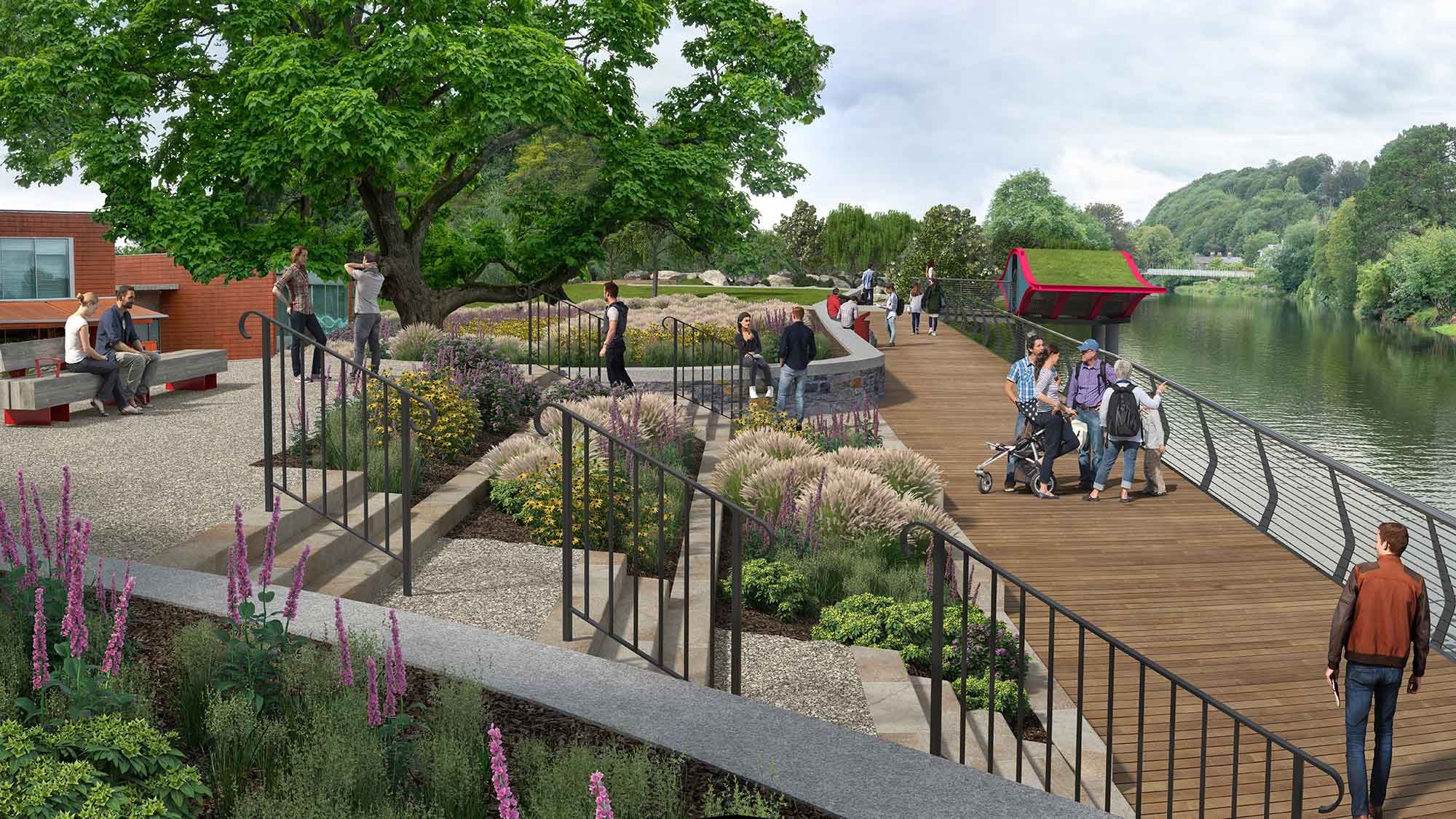 Photomontage of the proposed Lower Lee Flood Relief Scheme works at Fitzgerald's Park in Cork.