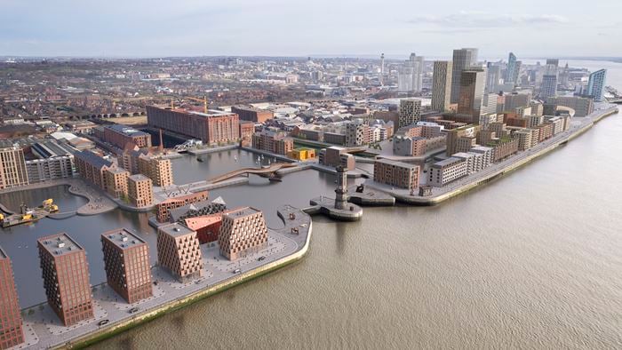 Aerial view of the waterfront. Credit: Arup.