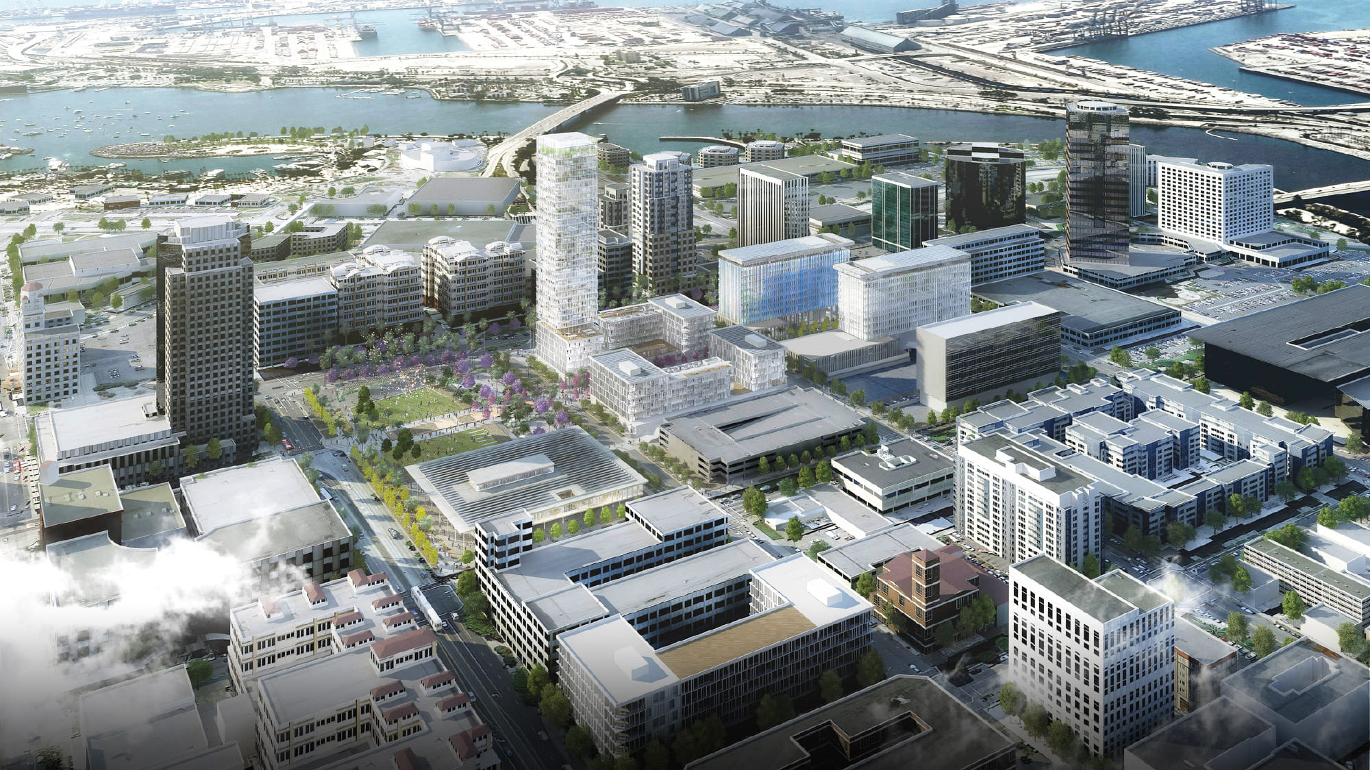 Long Beach Civic Center skyscape render