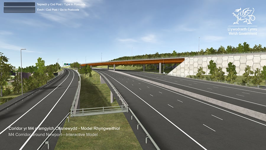 Junction design image from the 3D model of the proposed M4 around Newport scheme