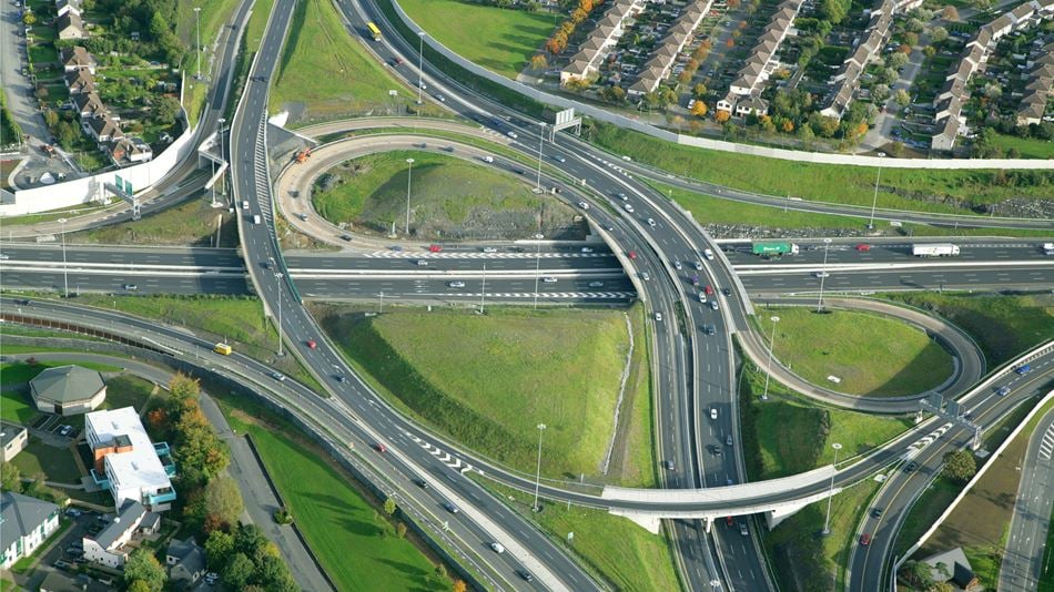 Aerial view of the Red Cow Interchange