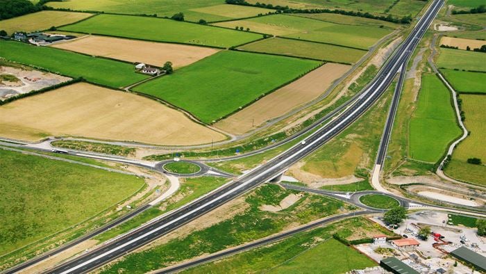 The M7/M8, approximately 41km of tolled motorway, links the Portlaoise bypass to both the N7 Castletown to Nenagh scheme and the N8 Culahill to Cashel Scheme in Ireland. Photo: Studiolab