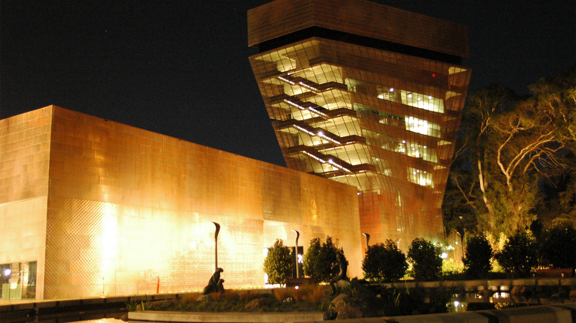 The New De Young Museum by night, Golden Gate Park. Photo: Heather M Reidy