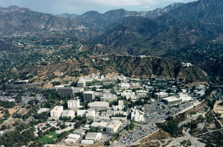 An aerial view of NASA’s Jet Propulsion Laboratory. We developed an energy strategy that supported JPL’s objectives to renew and upgrade the campus infrastructure.