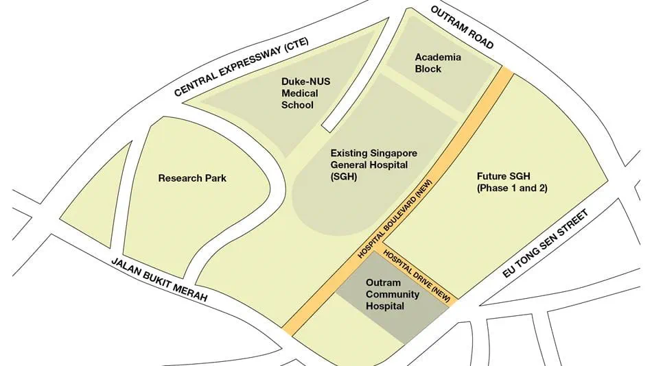 Map of the Singapore General Hospital campus and future expansions