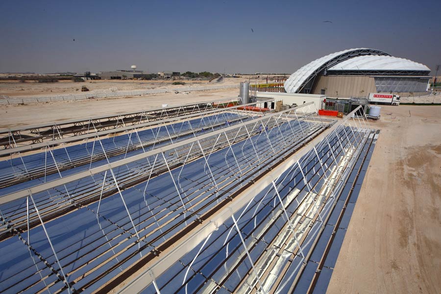 The stadium features a photovoltaic installation that is connected to the electrical systems and the national grid.