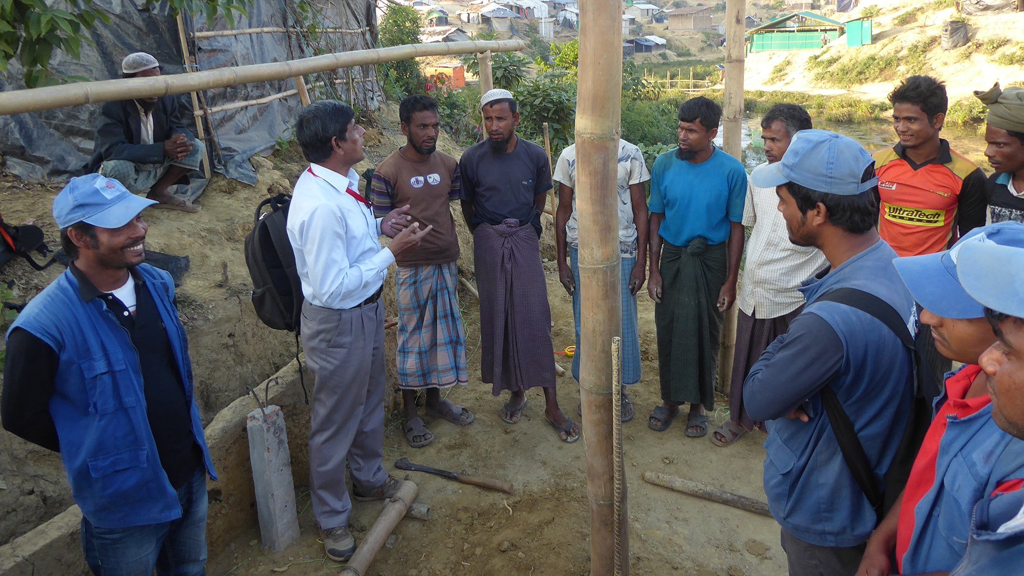Workshop on site on model shelter construction using bamboo