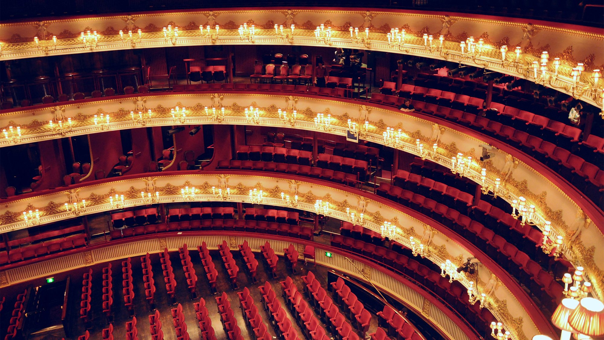 The stunning interior of the Royal Opera House auditorium.