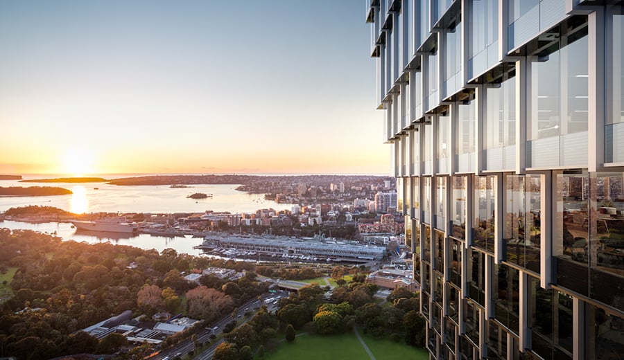 View over Sydney towards coastline from Sixty Martin Place