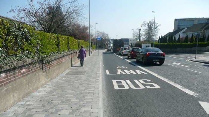 Bus lane and footpath in Limerick