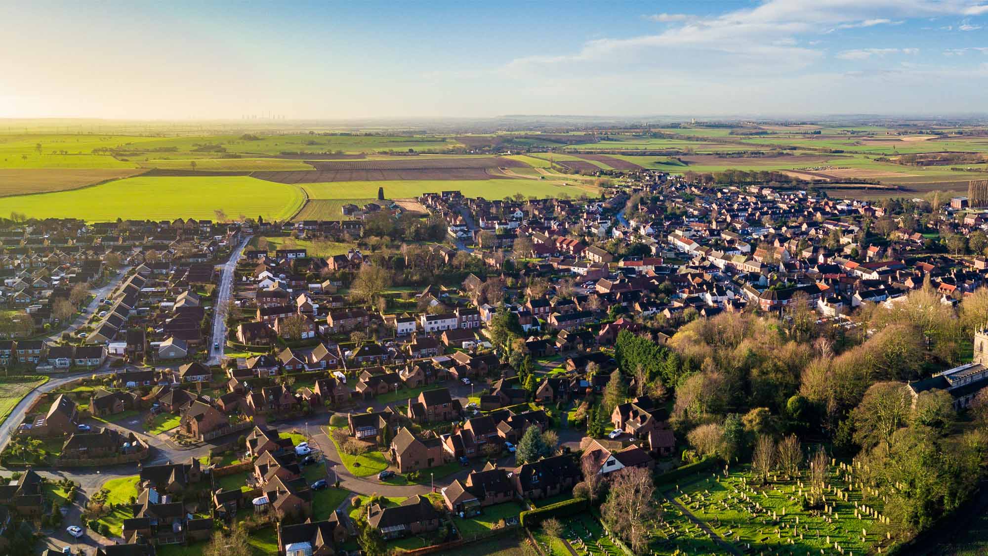 Aerial view in Lincolnshire