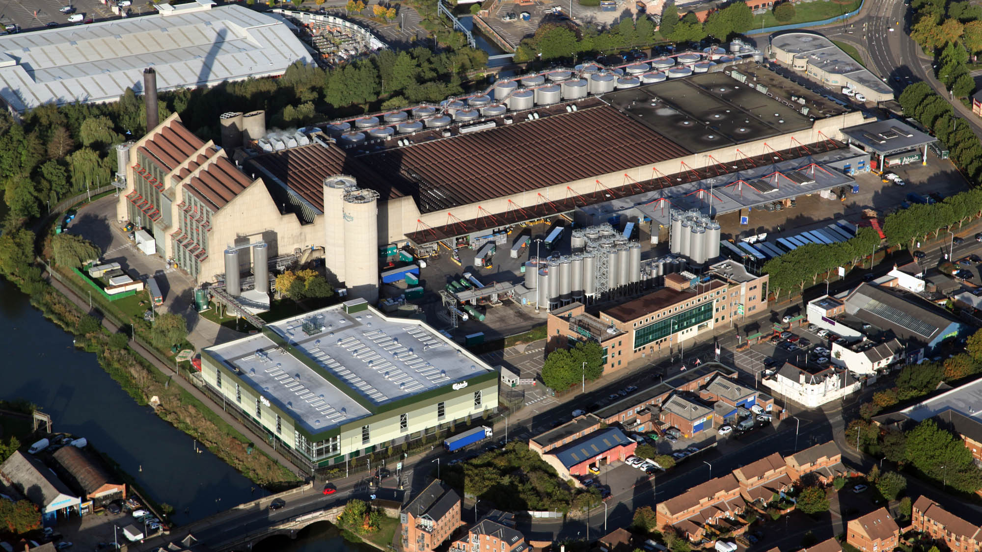 Aerial view of Carlsberg's brewery