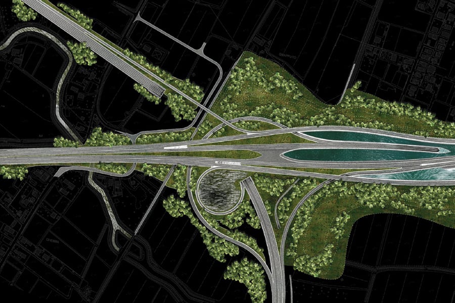 Environmental and architectural design for the new Mestre Motorway Tunnel in Venice.  