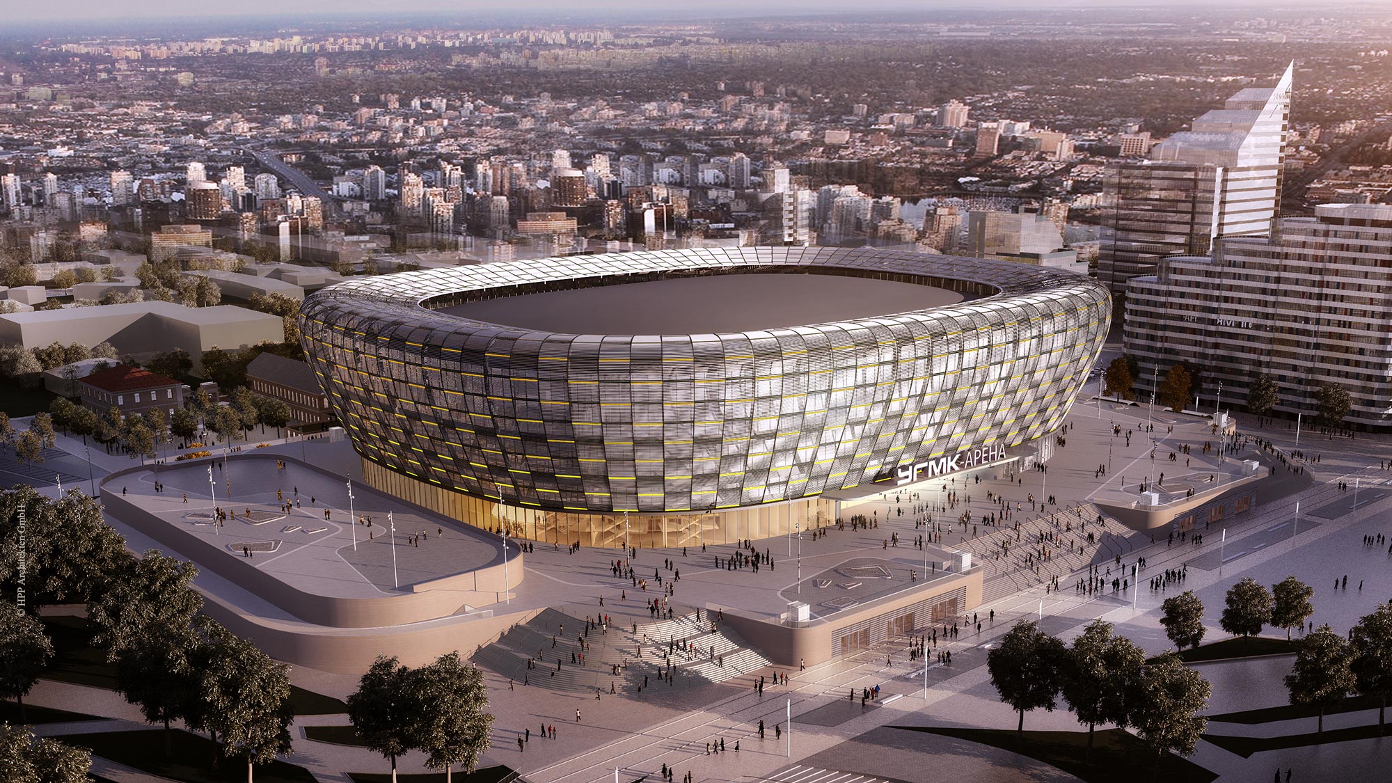 Der Entwurf der UGMK Arena inmitten von Jekaterinburg