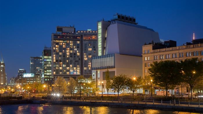 Whitney Museum of American Art at night