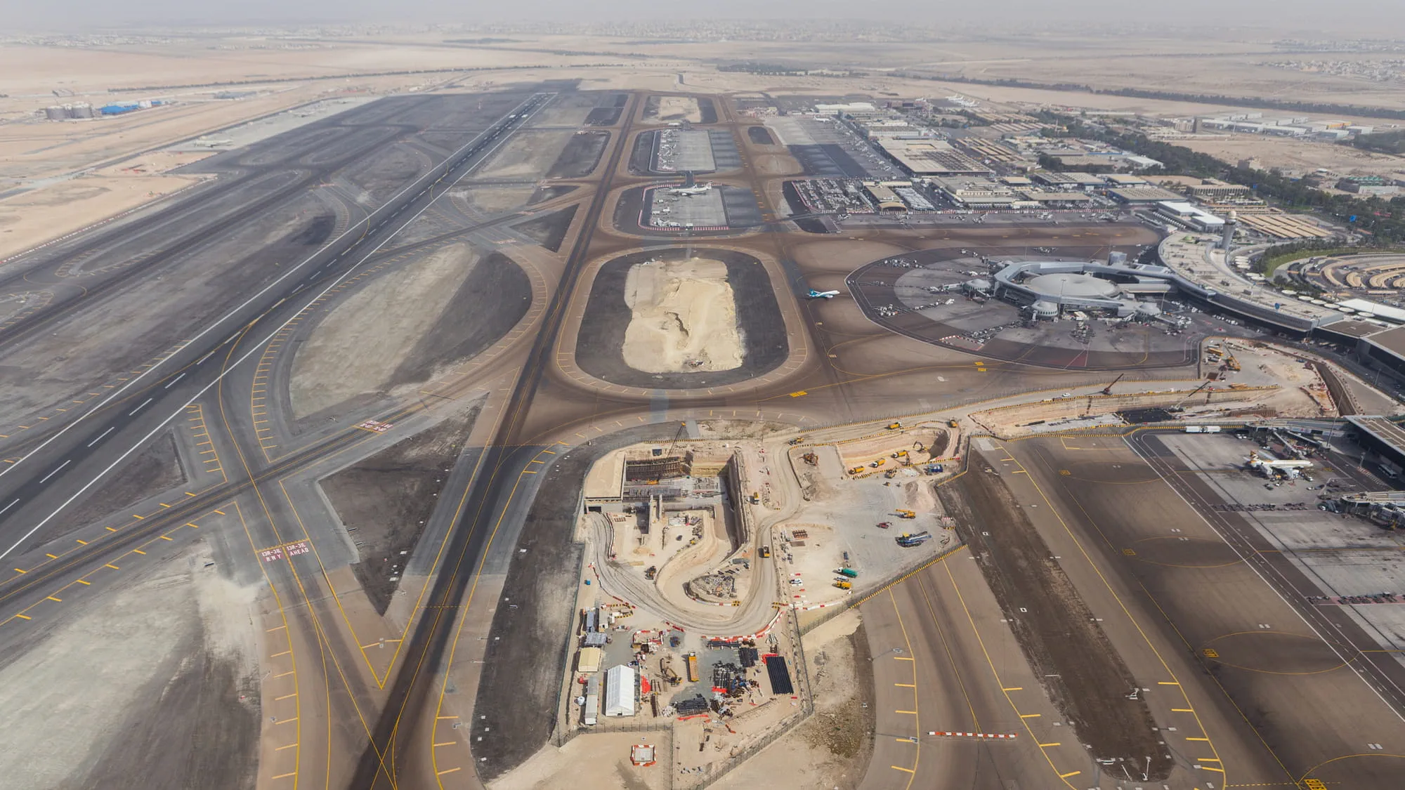 Aerial view of the airport during construction phase. Credit: ADAC.