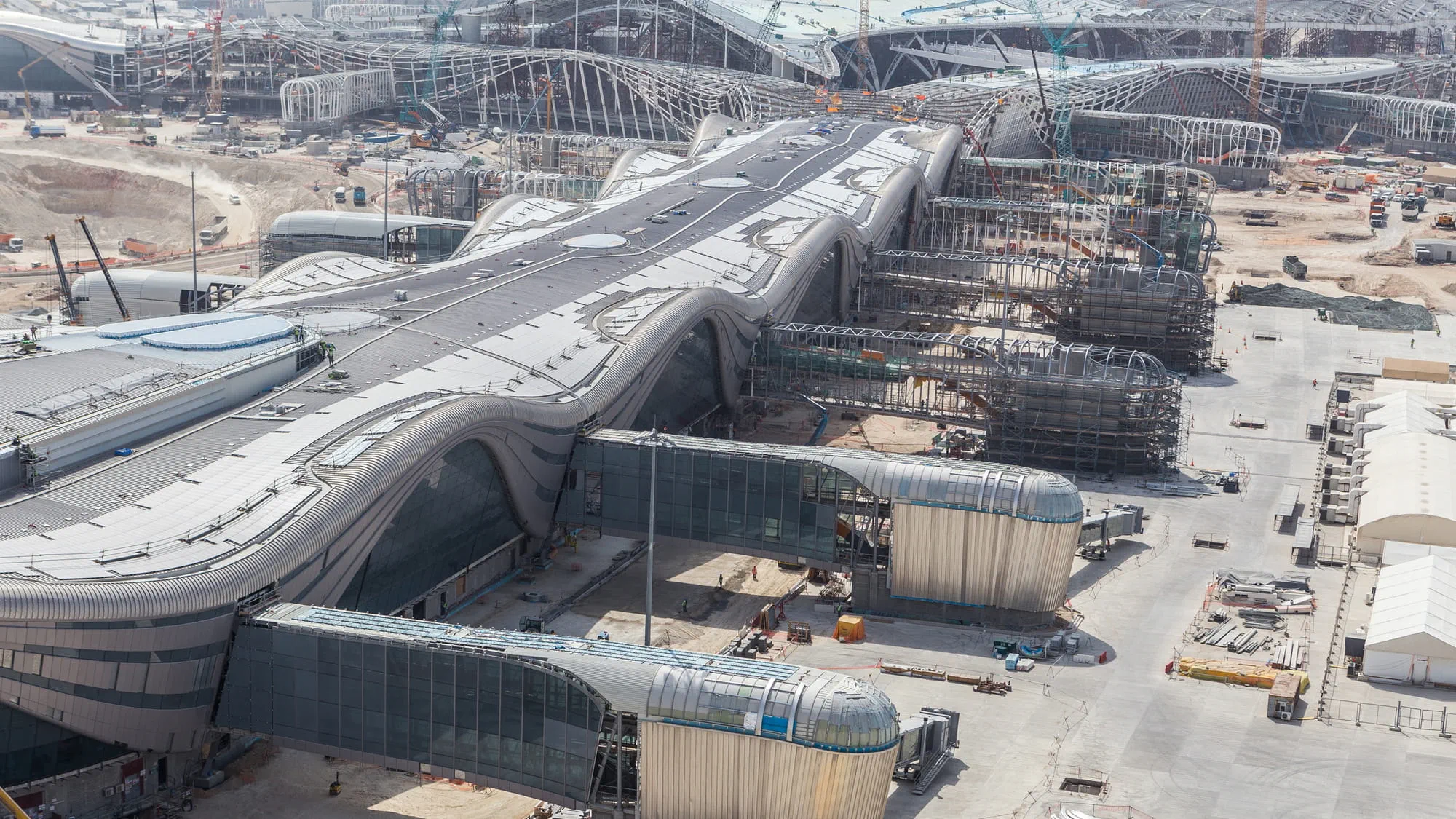 Aerial view of the airport during construction phase. Credit: ADAC.