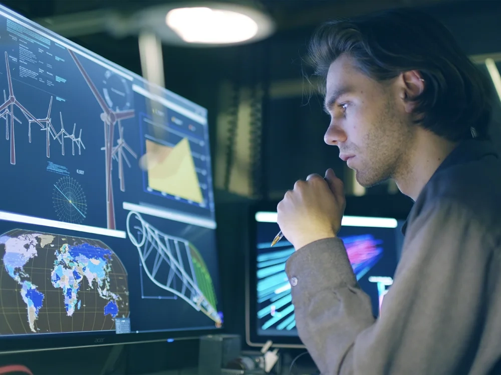 A man at work on a computer