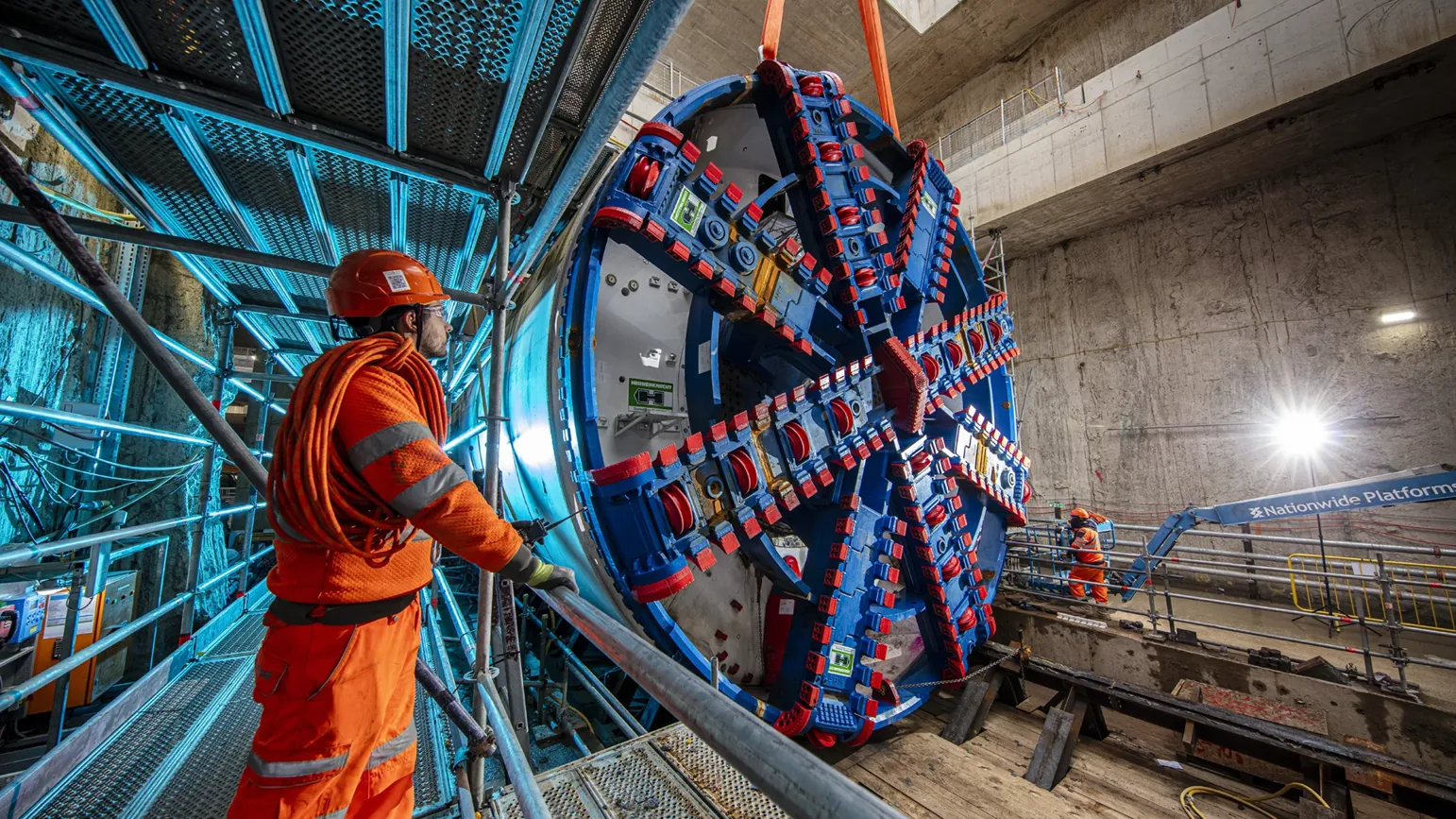 Cutterhead of tunnel boring machine Madeline used as part of HS2's tunnelling activity