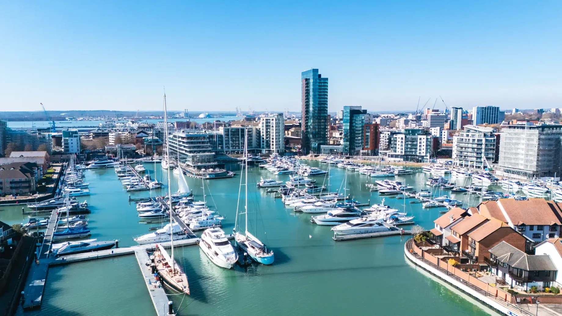 Aerial view of Southampton Ocean Village Marina