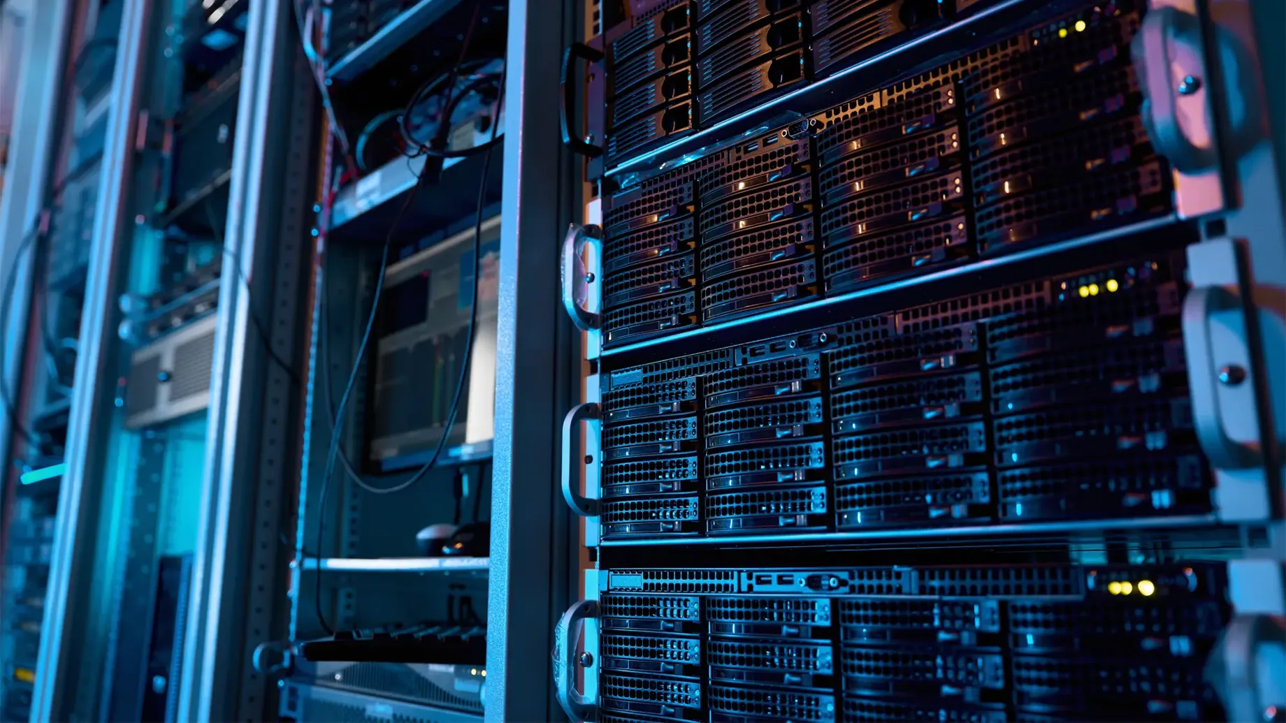 A close-up inside a data centre facility