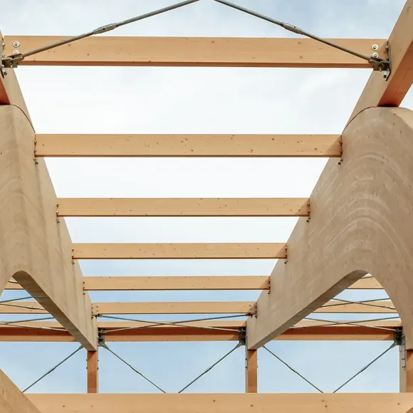A close-up of a wooden structure.