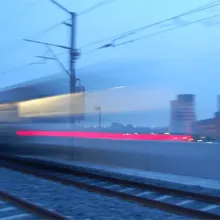 Train moving along tracks