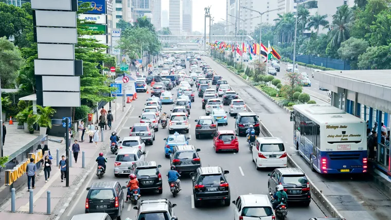 A busy street with traffic.