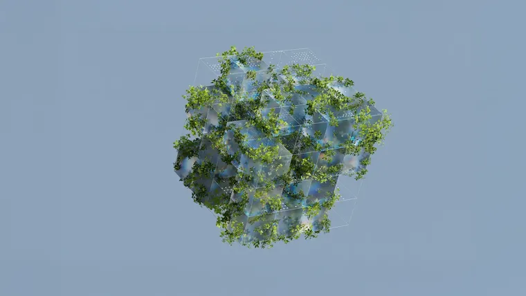 A crystal ball with green crystals.