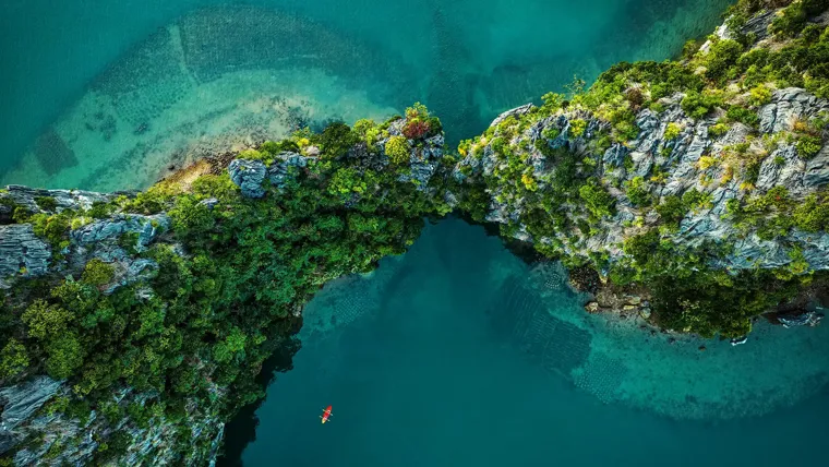 Birds eye view of coastal cliffs