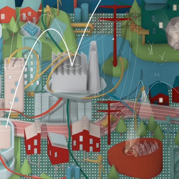 Diagram of a futuristic city