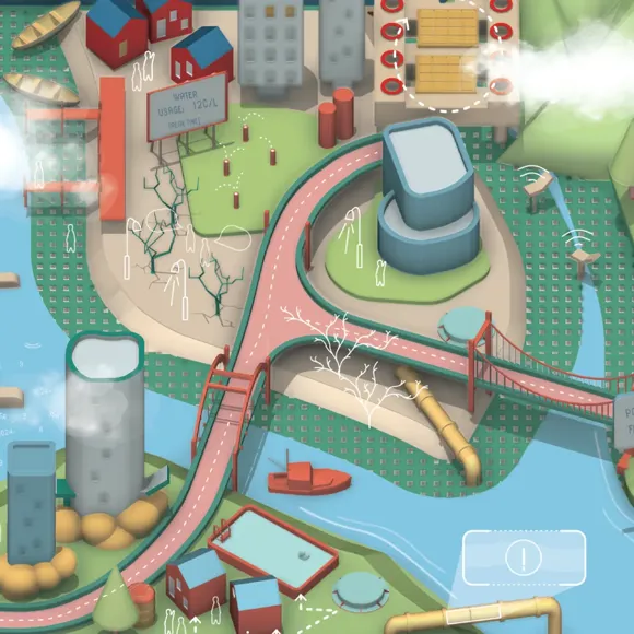 An illustration of a futuristic city