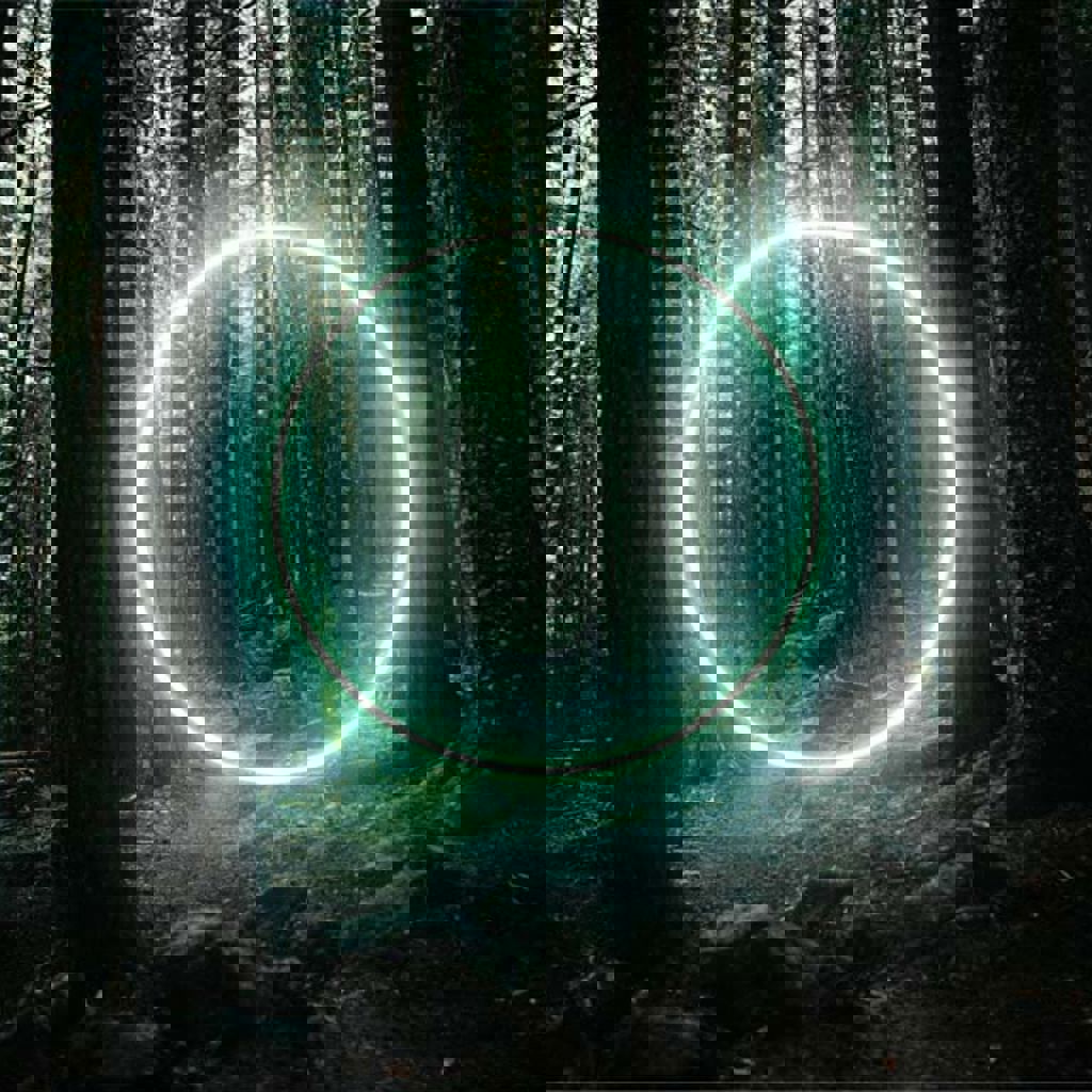 A circular light in the woods