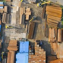 A group of wooden boxes.