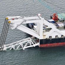A pipelaying barge